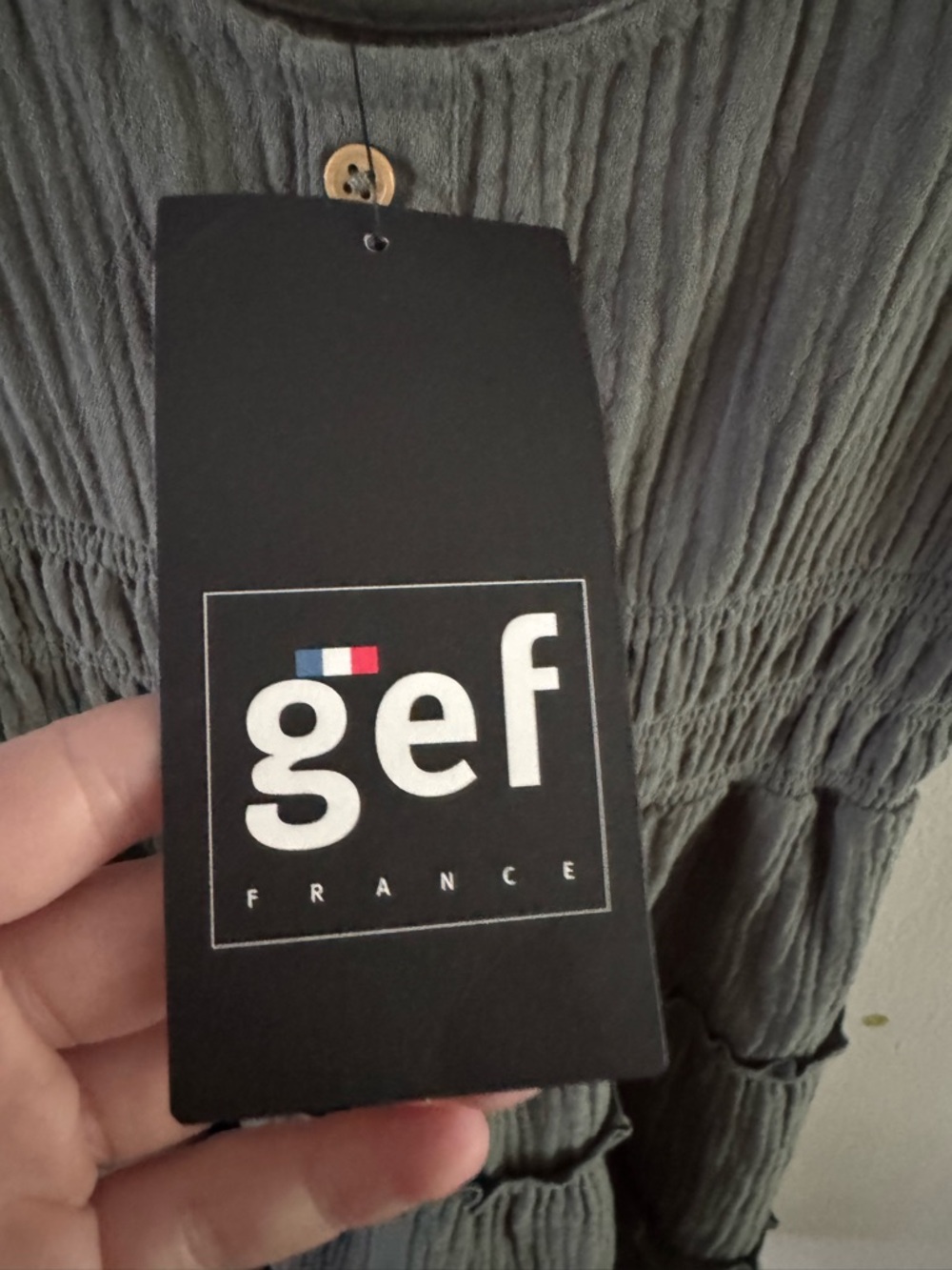 gef France Olive Green Tiered Button-Front Sundress - Picture 4 of 5